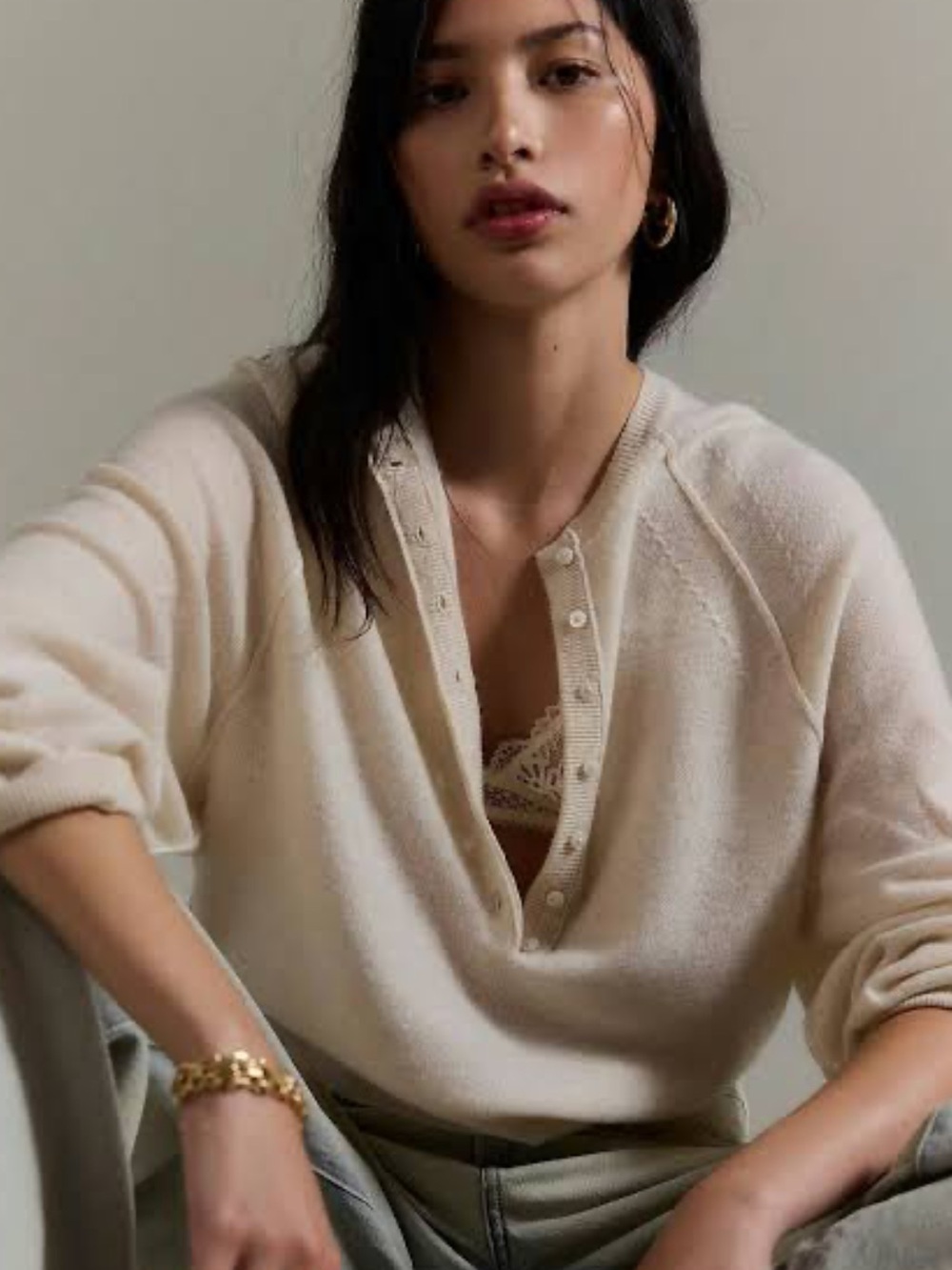 Free people Porta Cashmere Henley Sweater